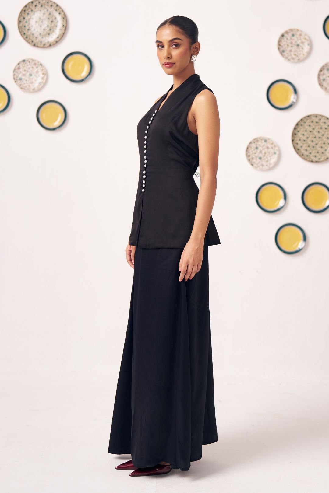 Riana Black Pearl Button Top - Western Era Tops for women