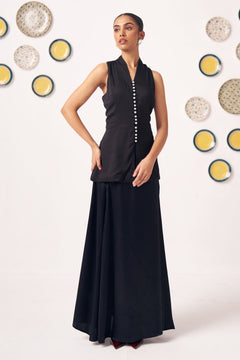 Riana Black Pearl Button Top - Western Era Tops for women