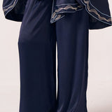 Riva Navy Blue Wide - Leg Pants - Western Era trousers for women