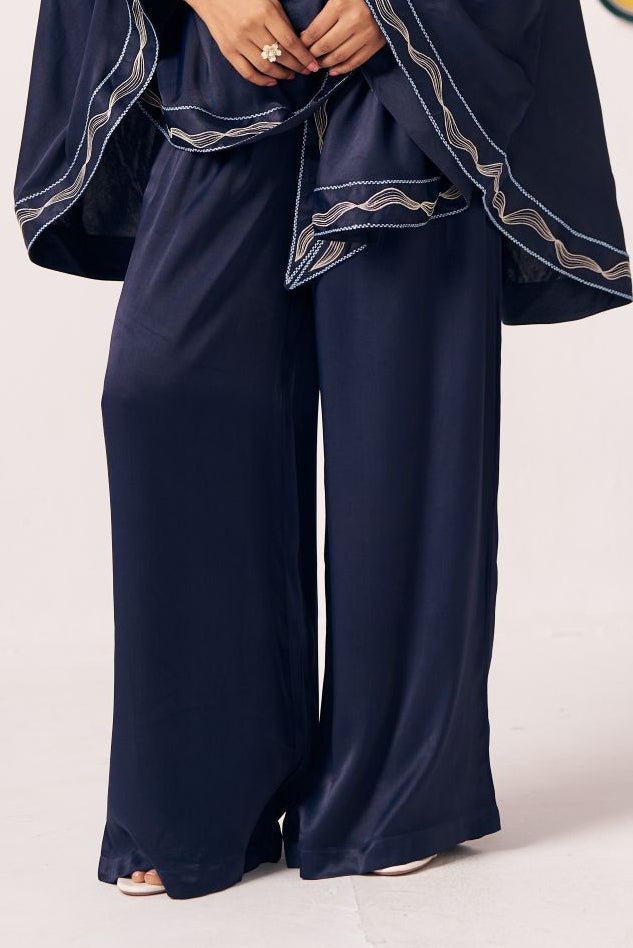 Riva Navy Blue Wide - Leg Pants - Western Era trousers for women