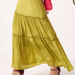Rivaya Flared Lime Green Skirt - Western Era Bottoms for women