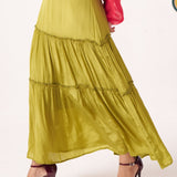 Rivaya Flared Lime Green Skirt - Western Era Bottoms for women