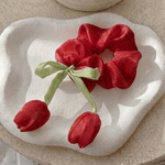 Ruby Tulip Satin Silk Scrunchie - Western Era Accessories for women