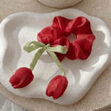 Ruby Tulip Satin Silk Scrunchie - Western Era Accessories for women