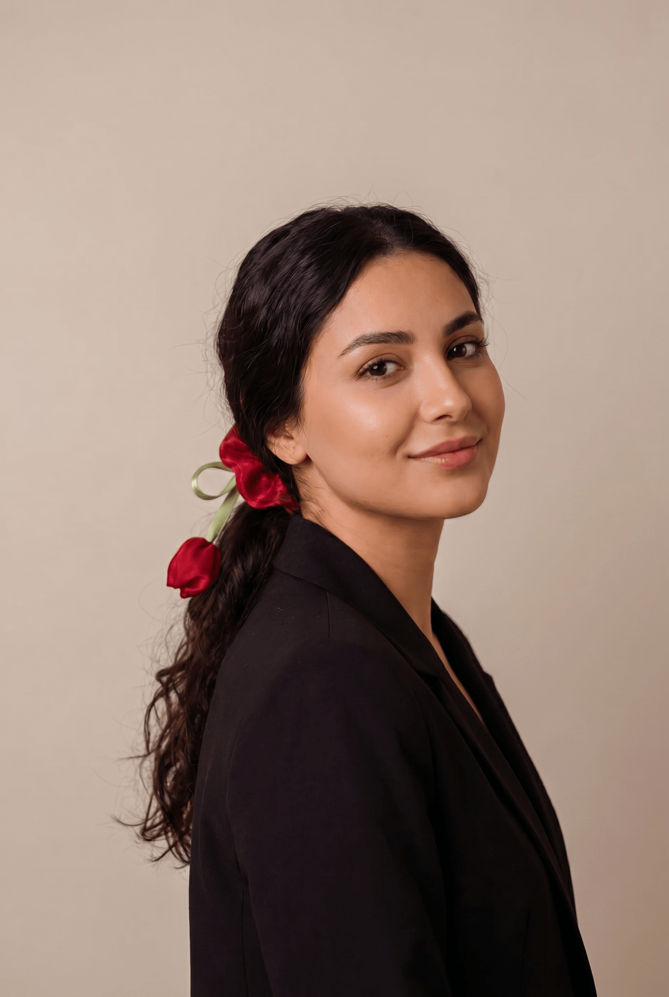 Ruby Tulip Satin Silk Scrunchie - Western Era Accessories for women