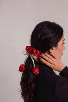 Ruby Tulip Satin Silk Scrunchie - Western Era Accessories for women