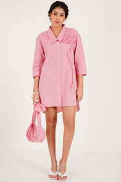 Ruffled Shirt Dress