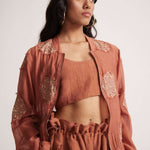 Rust Crop Top With Adjuster Strap and Elasticated Back - Western Era Tops for women