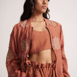Rust Crop Top With Adjuster Strap and Elasticated Back - Western Era Tops for women