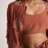 Rust Crop Top With Adjuster Strap and Elasticated Back - Western Era Tops for women