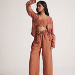 Rust Crop Top With Adjuster Strap and Elasticated Back - Western Era Tops for women