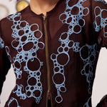 Sable Chocolate Brown Embroidered Jacket & Flared Pants Co - Ord Set - Western Era Co - ord set for women