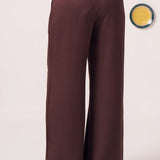 Saira Chocolate Brown Wide - Leg Pants - Western Era trousers for women