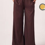 Saira Chocolate Brown Wide - Leg Pants - Western Era trousers for women