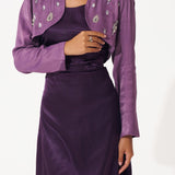 Satin Dress With Embellished Crop Jacket - Western Era Dresses for women