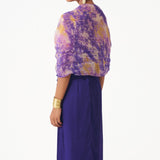 Satin Dress with Organza Print Cape - Western Era Dresses for women