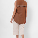Scalloped Edge Collars Brown Linen Top with Drawstrings - Western Era Tops for women