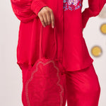 Scarlet Bloom Handcrafted Zari Embroidered Tote - Western Era for women