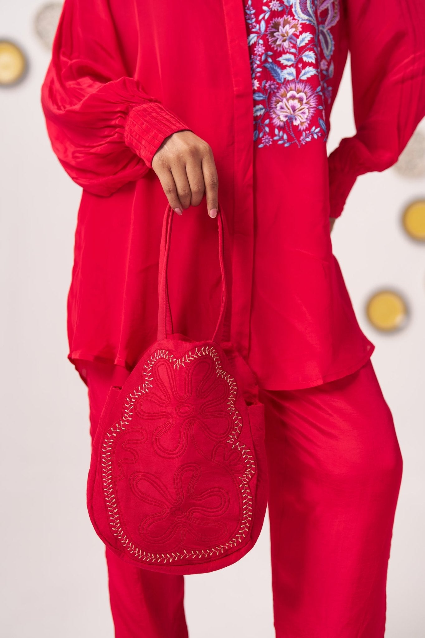 Scarlet Bloom Handcrafted Zari Embroidered Tote - Western Era for women