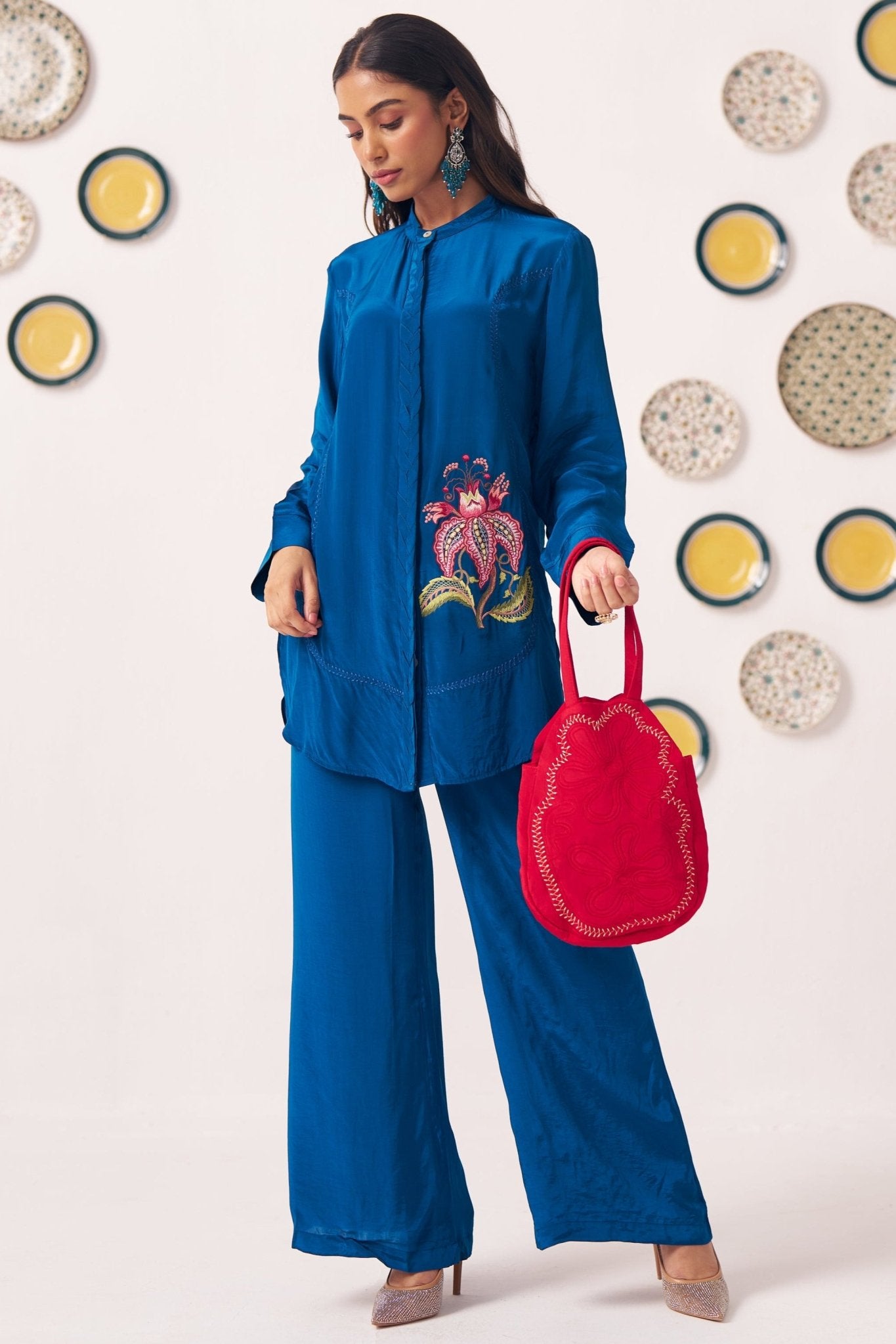 Scarlet Bloom Handcrafted Zari Embroidered Tote - Western Era for women