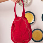Scarlet Bloom Handcrafted Zari Embroidered Tote - Western Era for women