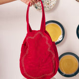 Scarlet Bloom Handcrafted Zari Embroidered Tote - Western Era for women
