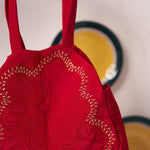Scarlet Bloom Handcrafted Zari Embroidered Tote - Western Era for women