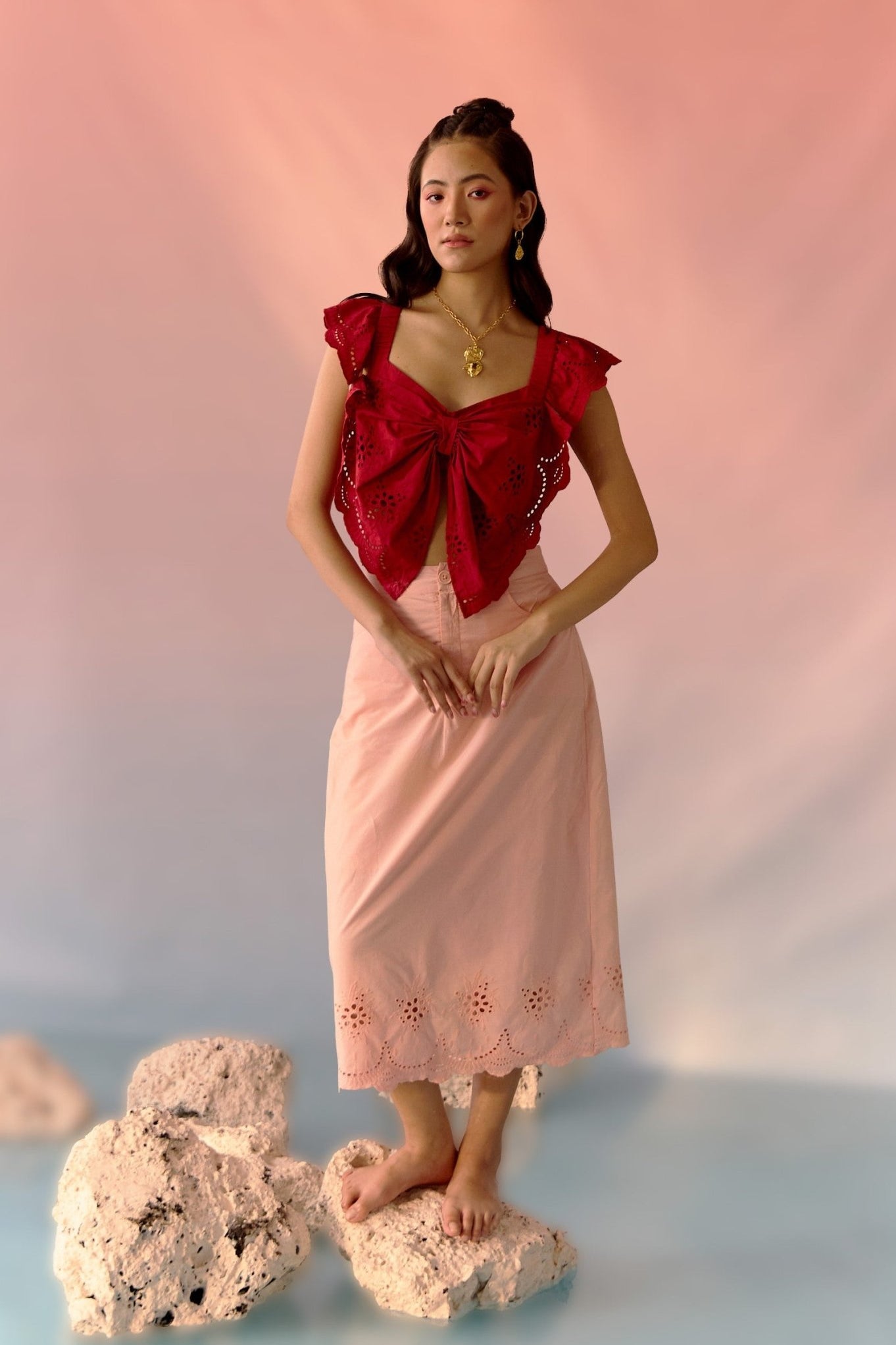 Schiffli Top and Skirt Co - ord Set - Western Era Tops for women