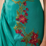 Sculpted Corset & Floral Embroidery Draped Midi Dress - Western Era Dresses for women