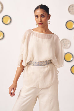 Sena Ivory Sheer Top With Inner