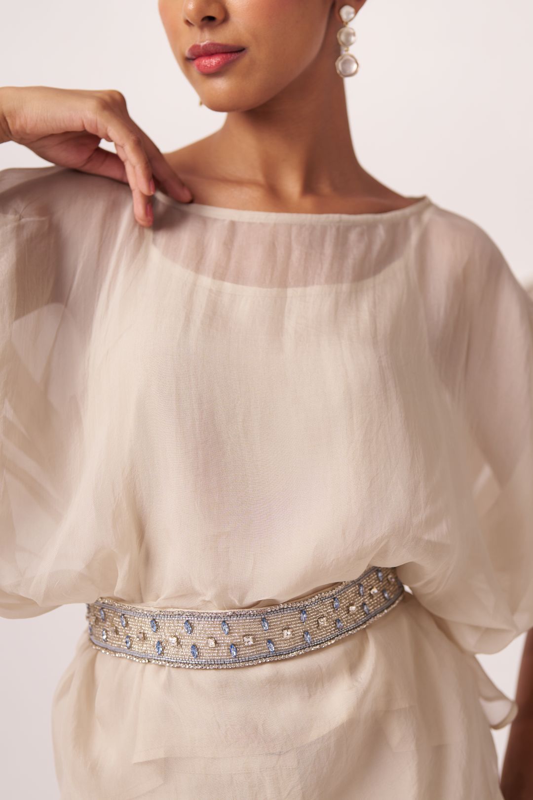 Sena Ivory Sheer Top With Inner - Western Era Tops for women