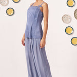 Serein Slate Blue Embellished Strappy Top & Wide - Leg Pants Co - Ord Set - Western Era Co - ord set for women