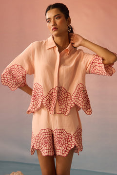 Shell Embroidery Co - ord Set - Western Era Co - ord set for women