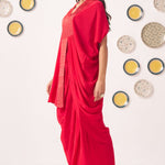 Shimmer Cross Pleated Red Kaftan - Western Era Tops for women