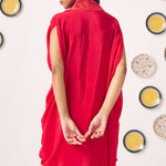 Shimmer Cross Pleated Red Kaftan - Western Era Tops for women