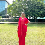 Shimmer Cross Pleated Red Kaftan - Western Era Tops for women