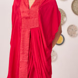 Shimmer Cross Pleated Red Kaftan - Western Era Tops for women