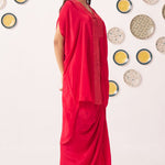 Shimmer Cross Pleated Red Kaftan - Western Era Tops for women