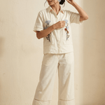 Shirt In Lace Embellishment with Front Floral Embroidery - Western Era Tops for women