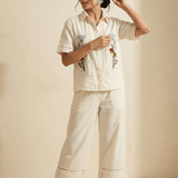 Shirt In Lace Embellishment with Front Floral Embroidery - Western Era Tops for women