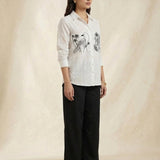 Shirt With Two Embroidered Pocket on Dobby Fabric Co - ord Set - Western Era Co - ord set for women