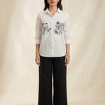 Shirt With Two Embroidered Pocket on Dobby Fabric Co - ord Set - Western Era Co - ord set for women
