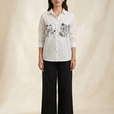 Shirt With Two Embroidered Pocket on Dobby Fabric Co - ord Set - Western Era Co - ord set for women