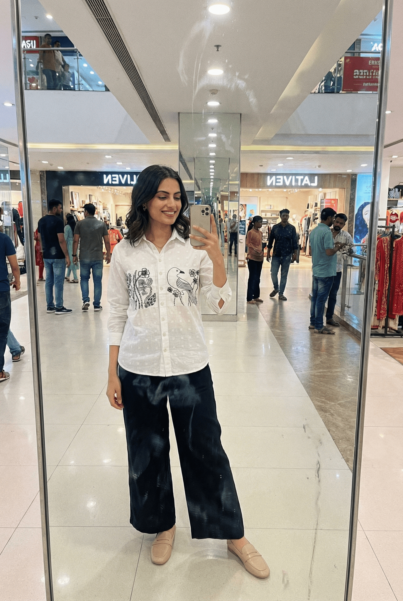 Shirt With Two Embroidered Pocket on Dobby Fabric Co - ord Set - Western Era Co - ord set for women
