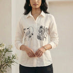 Shirt With Two Embroidered Pocket on Dobby Fabric - Western Era Tops for women