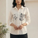 Shirt With Two Embroidered Pocket on Dobby Fabric - Western Era Tops for women
