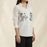 Shirt With Two Embroidered Pocket on Dobby Fabric - Western Era Tops for women