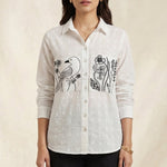 Shirt With Two Embroidered Pocket on Dobby Fabric - Western Era Tops for women