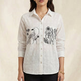 Shirt With Two Embroidered Pocket on Dobby Fabric - Western Era Tops for women