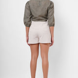 Single pleated off - white shorts - Western Era shorts for women